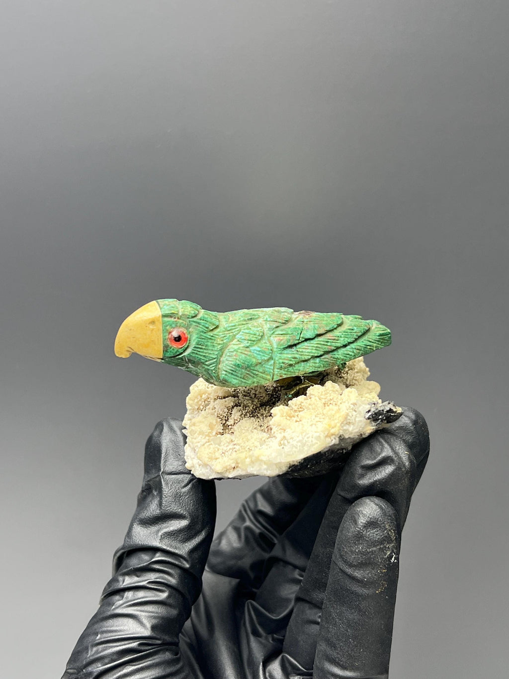 Calcite And Galena Stone With Natural Stone Bird - Crystal Gemstone AE 
