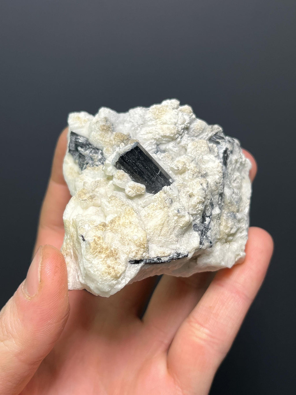 Black Tourmaline With Albite Mica Specimen - Crystal Gemstone AE 