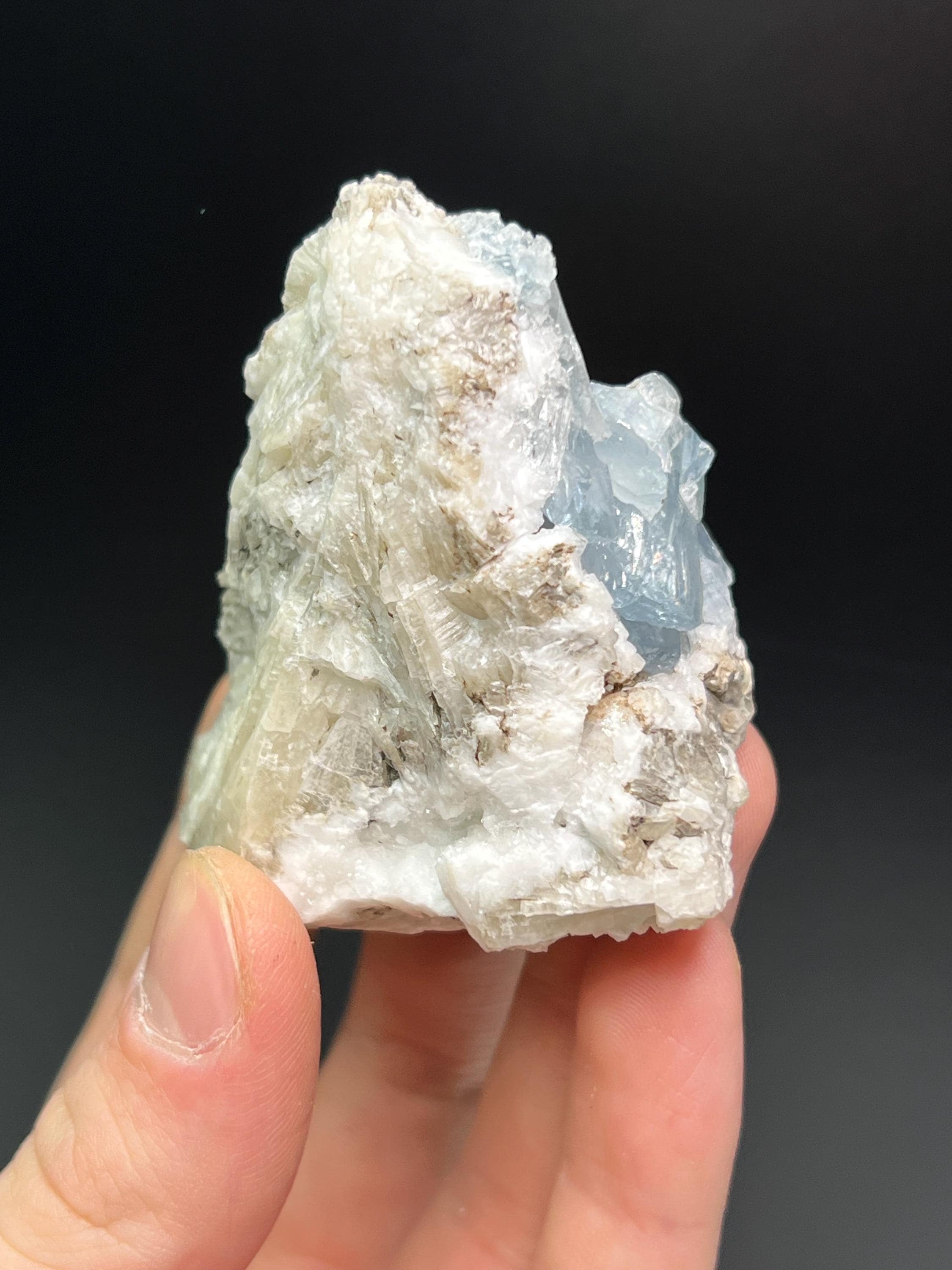 Blue Celestine On Barite - Crystal Gemstone AE 