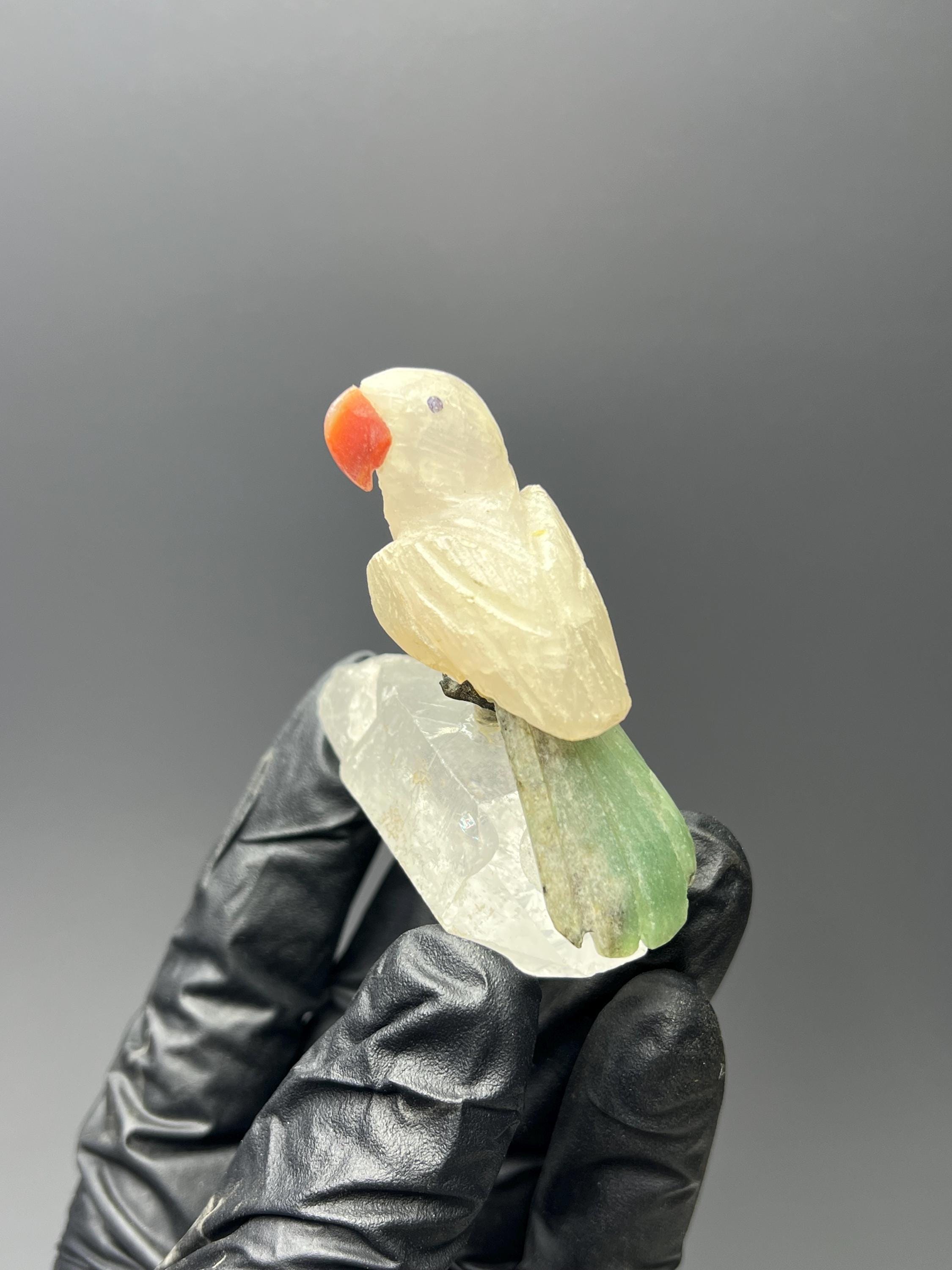 Crystal Quartz With Natural Stone Bird - Crystal Gemstone AE 
