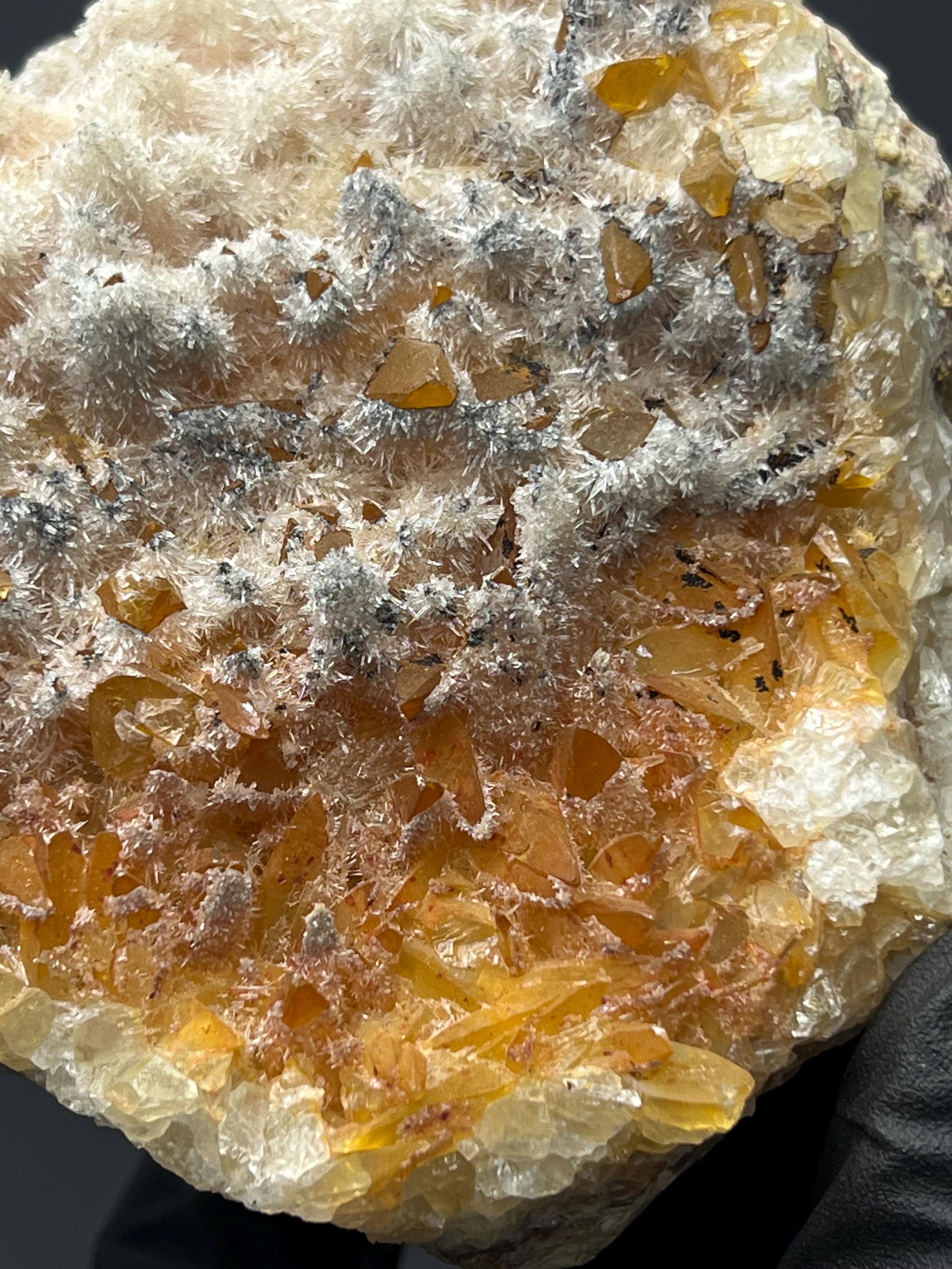 Feather Crystal Calcite Specimen, Orange Crystal from Turkey - Crystal Gemstone AE 