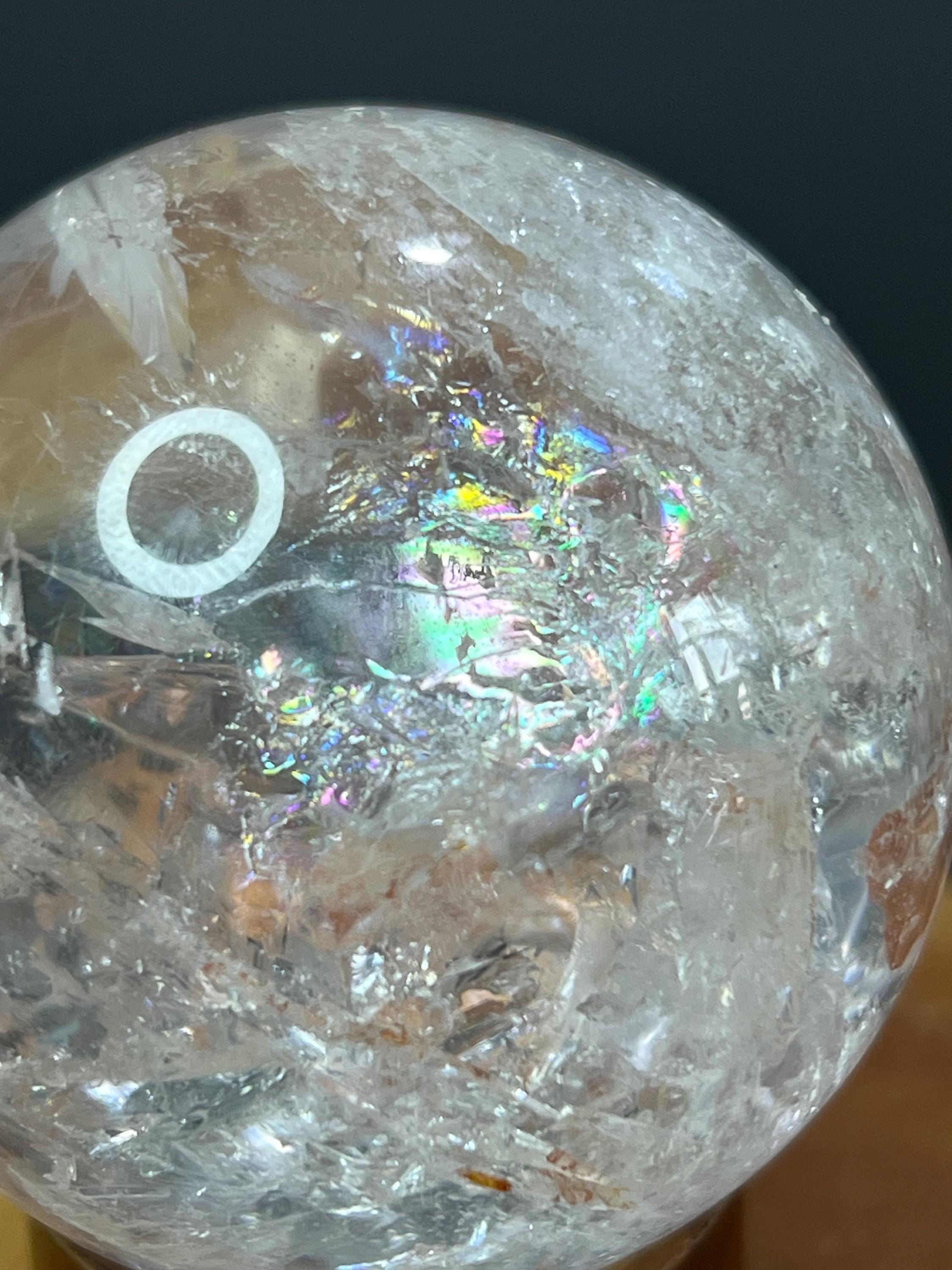 Rainbow Lemurian Quartz Sphere: 6cm Crystal from Brazil - Crystal Gemstone AE 