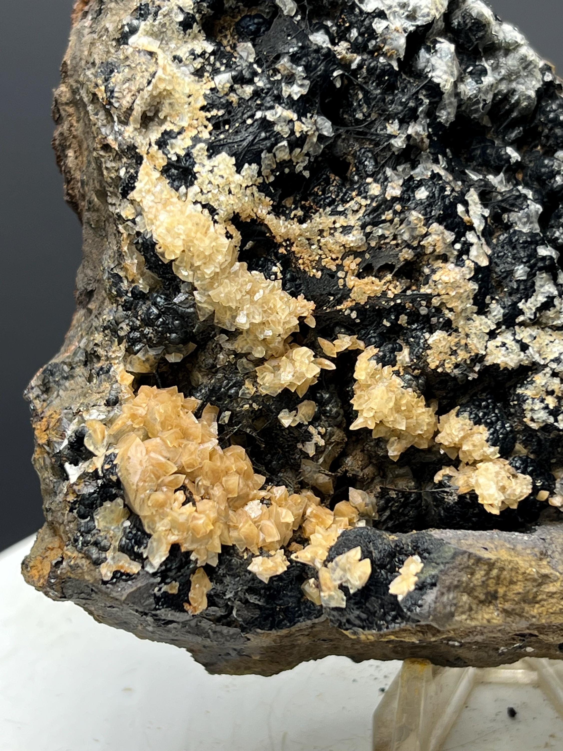 Museum Grade, Crystal Calcite With Goethtie Specimen, For Special Collection - Crystal Gemstone AE 