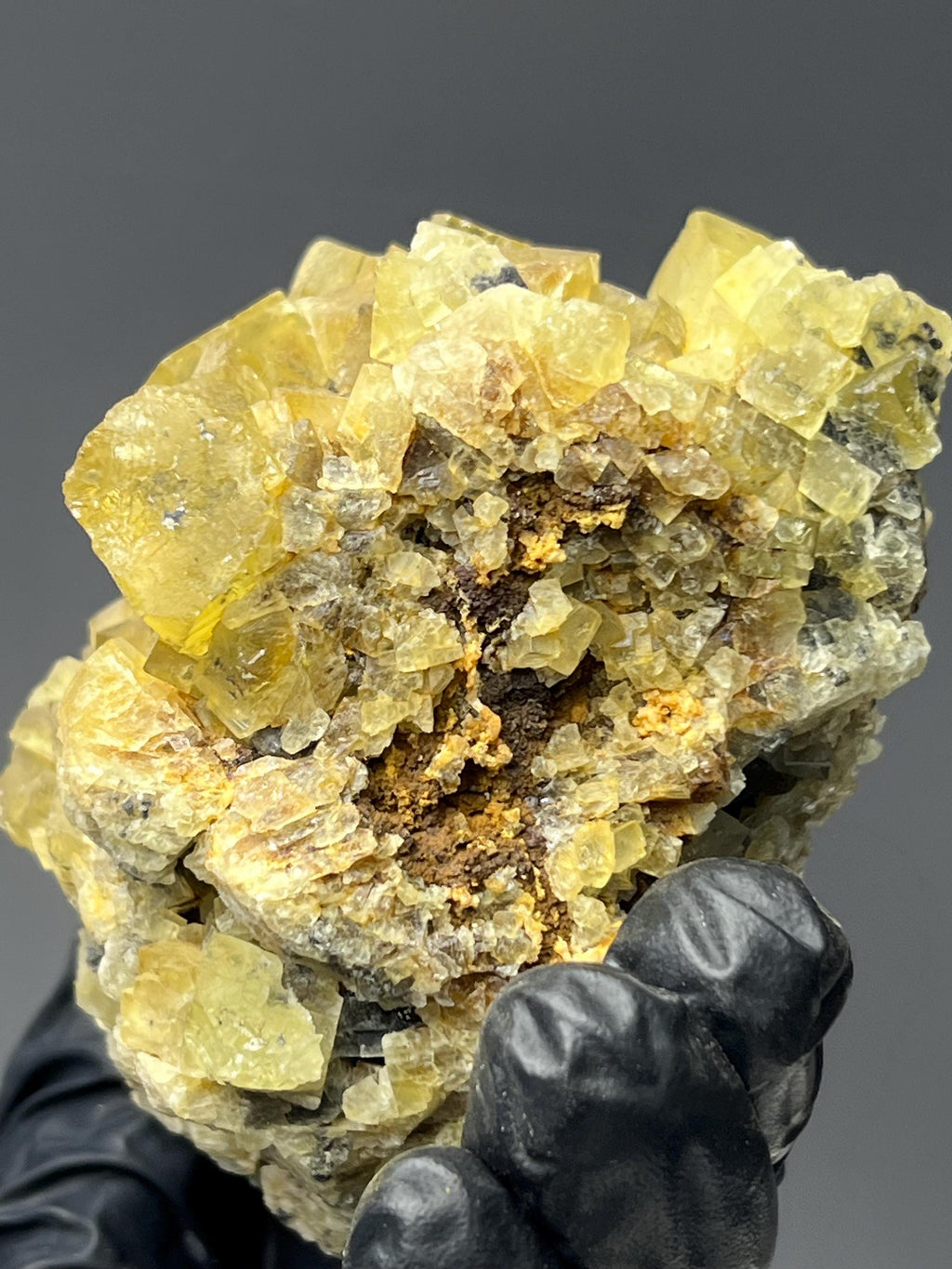 Yellow Cubic Fluorite Specimen - Crystal Gemstone AE 