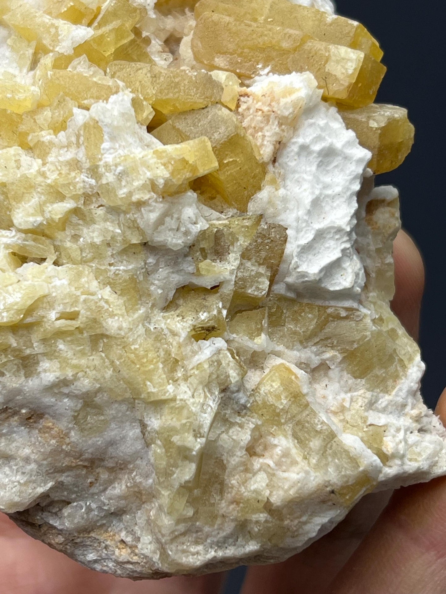 Yellow Barite On Calcite - Crystal Gemstone AE 