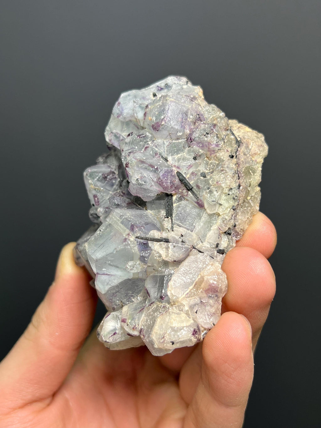 Fluorite in Black Tourmaline - Namibia - Crystal Gemstone AE 
