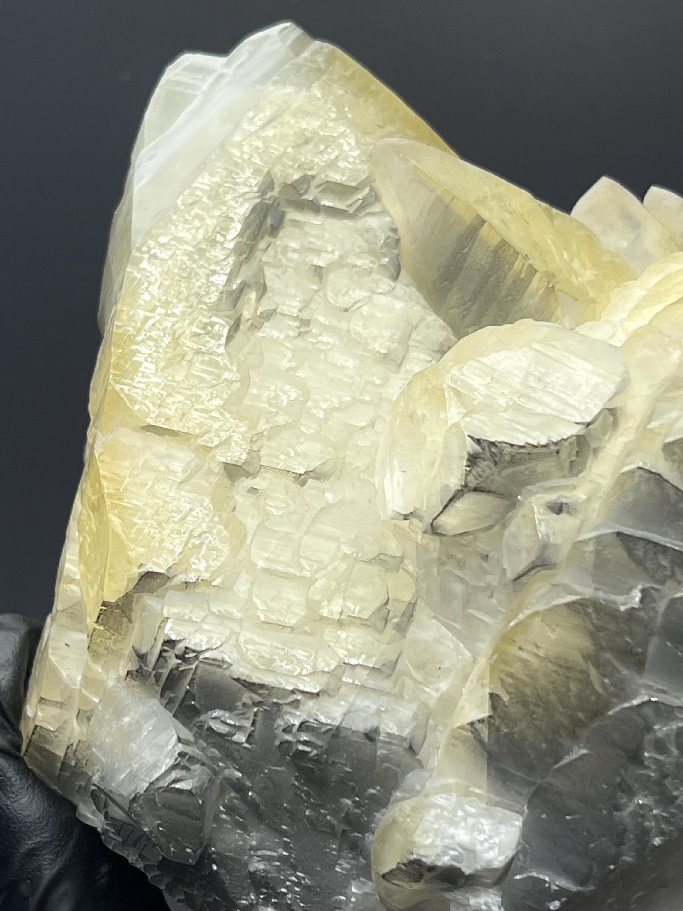 Natural Gray And Yellow Crystal Calcite Specimen - Crystal Gemstone AE 