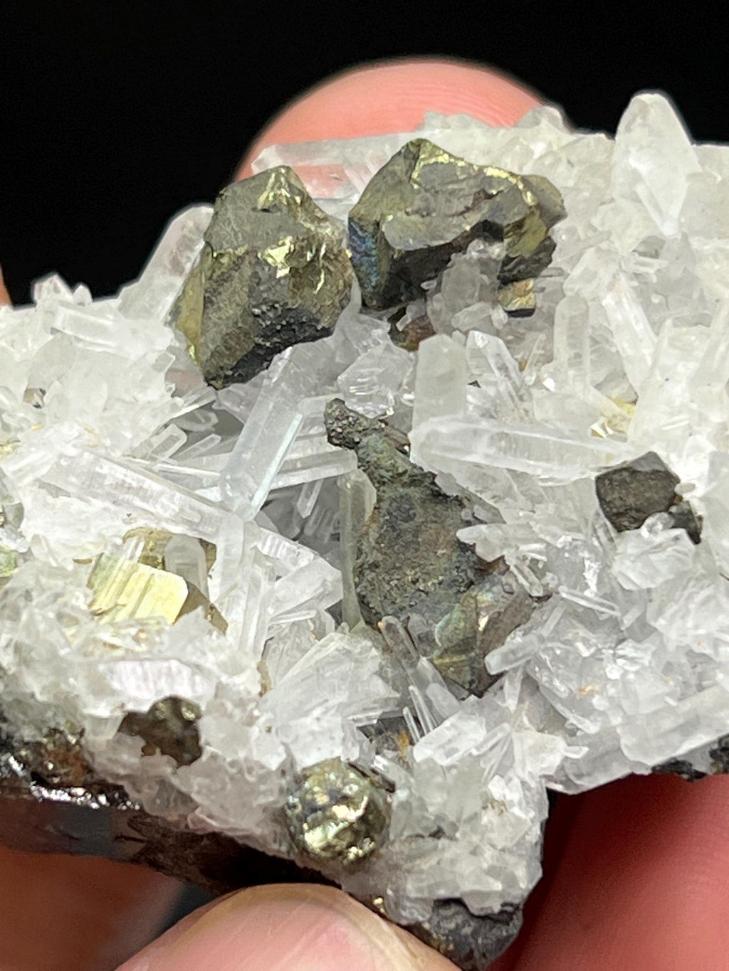 Pyrite And Galena With Crystal Quartz - Crystal Gemstone AE 