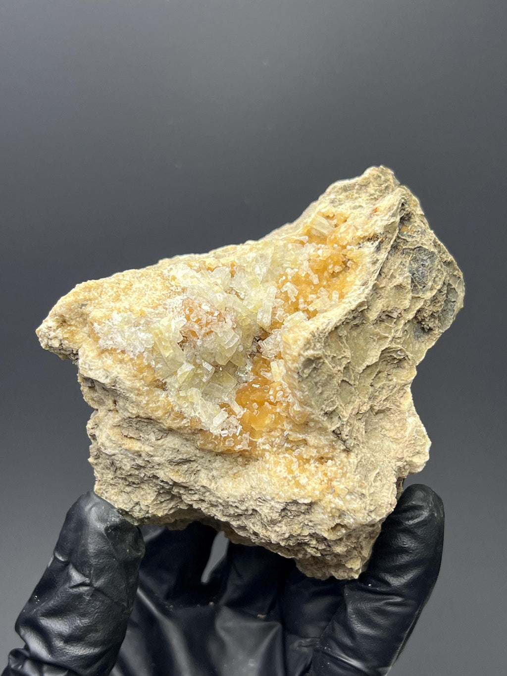 Dolomite Crystals With Yellow Barite - Crystal Gemstone AE 