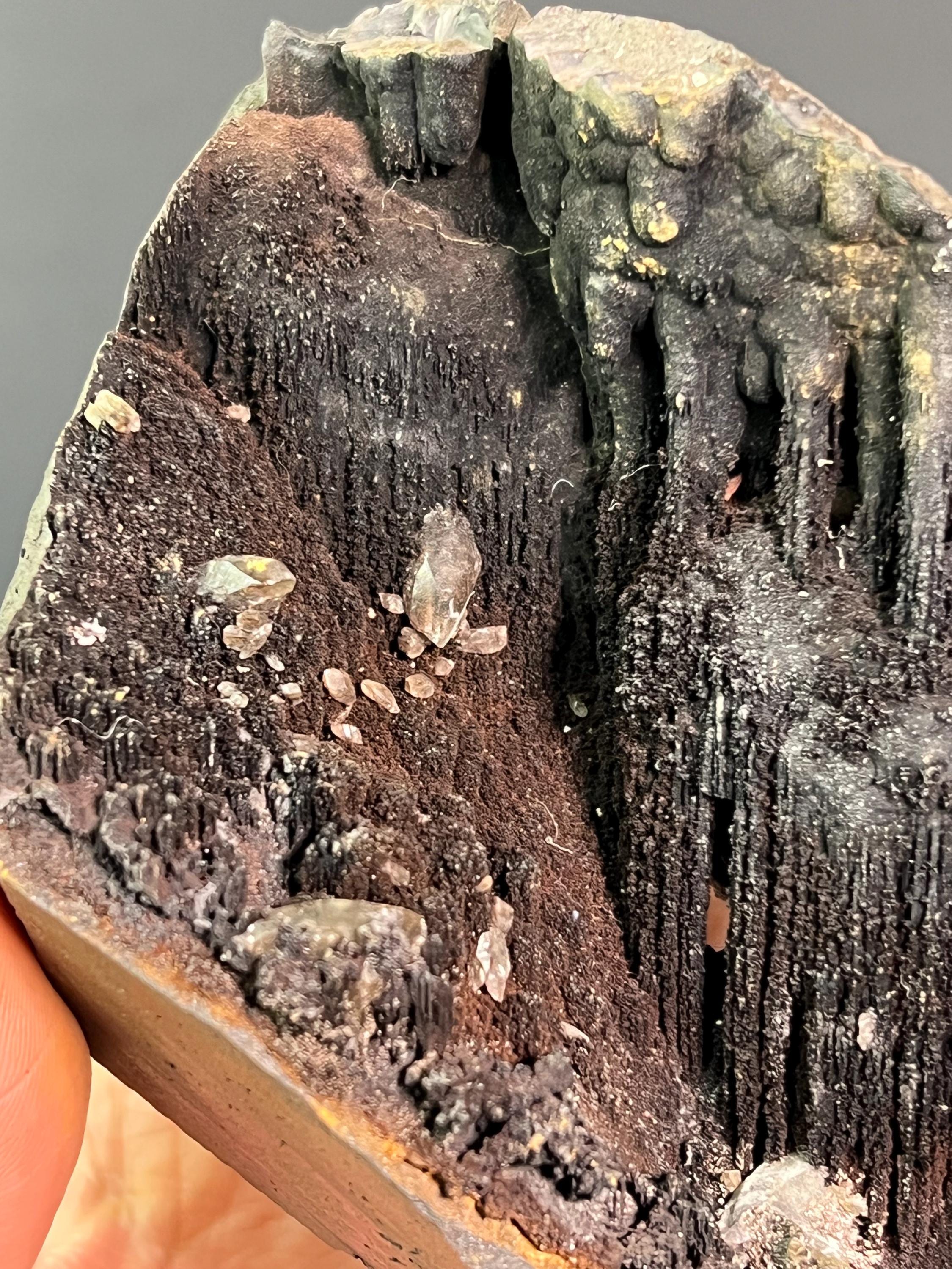Museum Grade Crystal Barite On Stalactite Goethite - Crystal Gemstone AE 