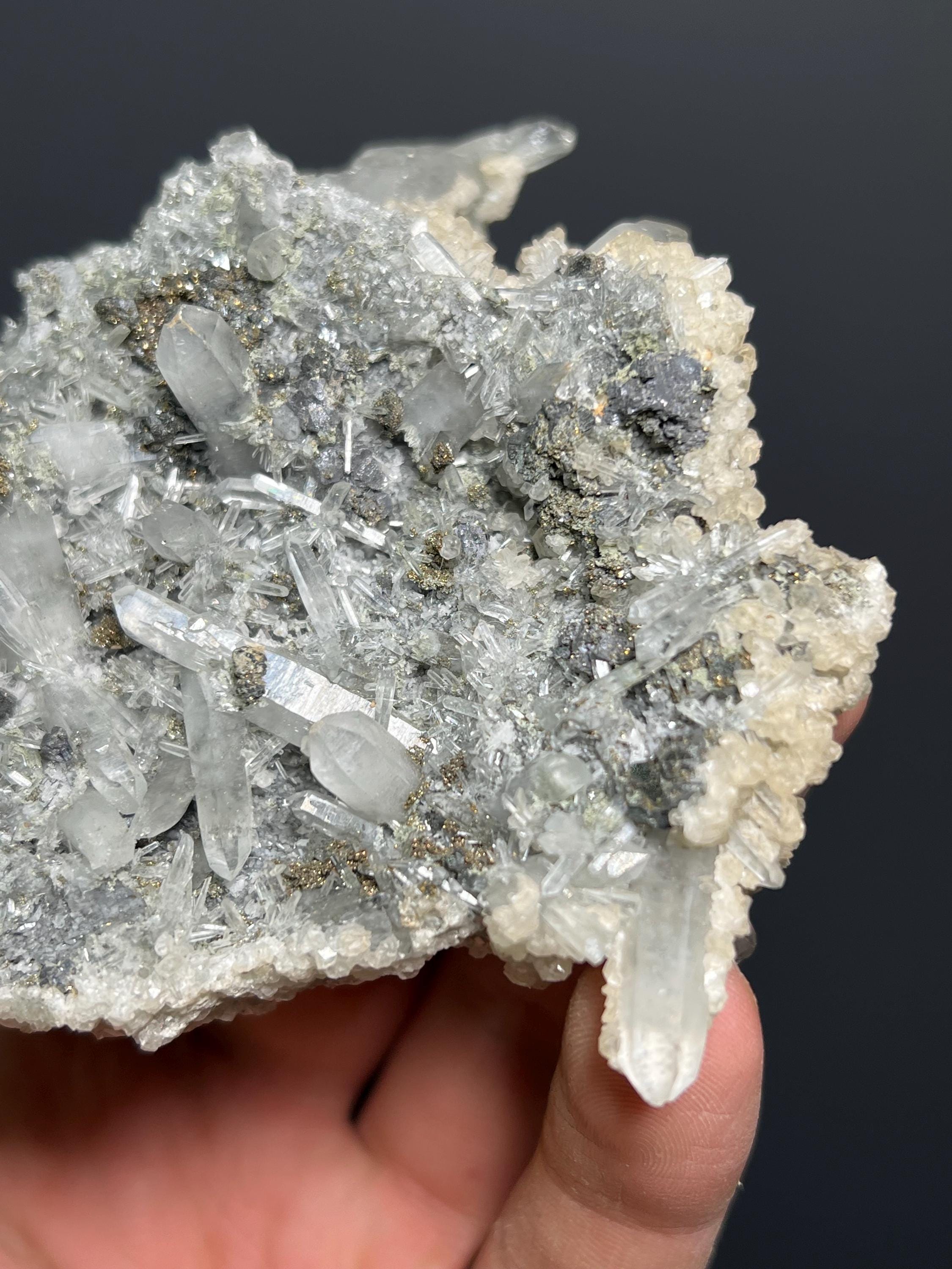Calcite, Galena And Pyrite With Crystal Quartz - Turkey - Crystal Gemstone AE 