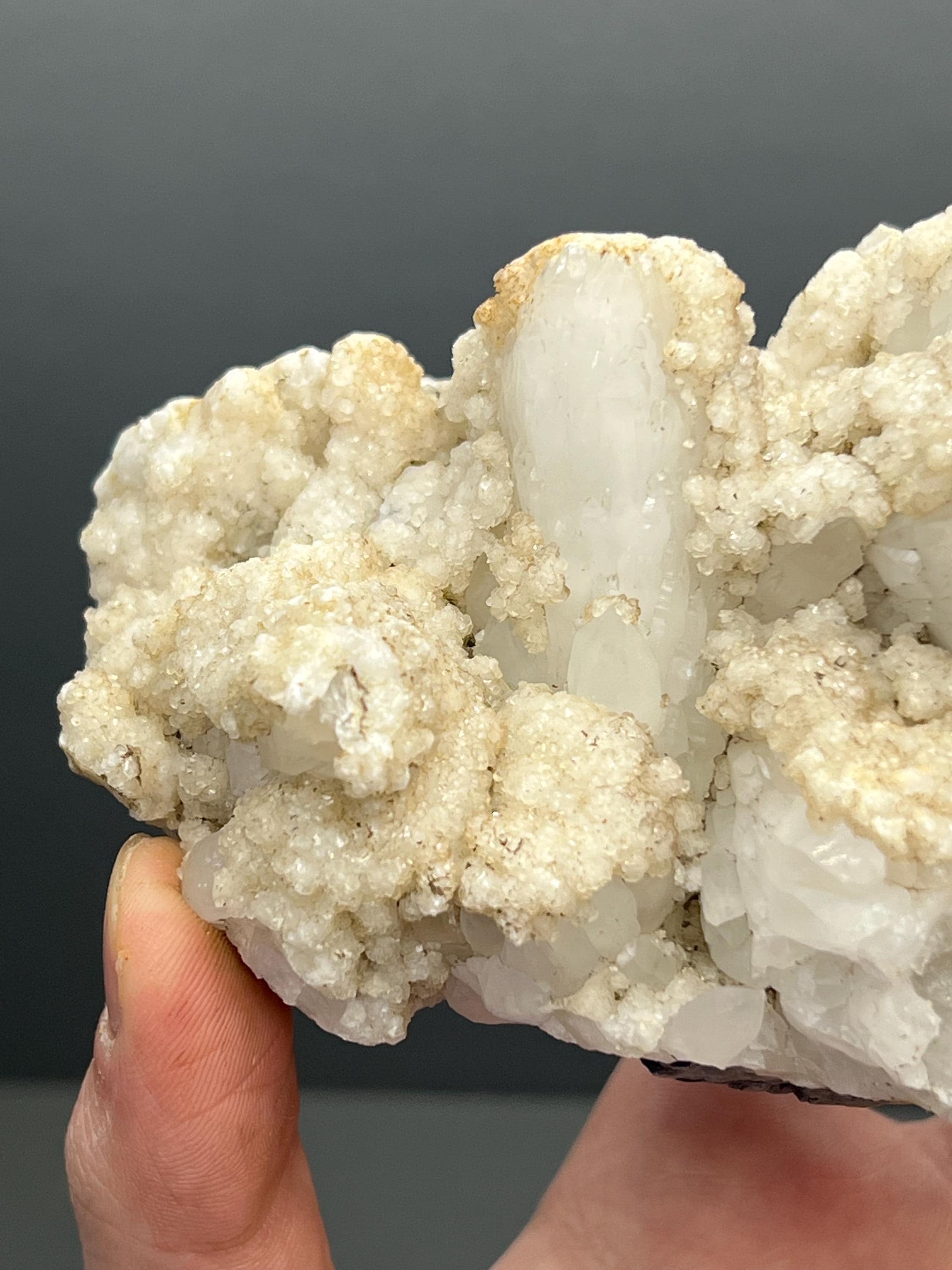 Snow Crystal Calcite On Crystal Quartz Mineral - Crystal Gemstone AE 