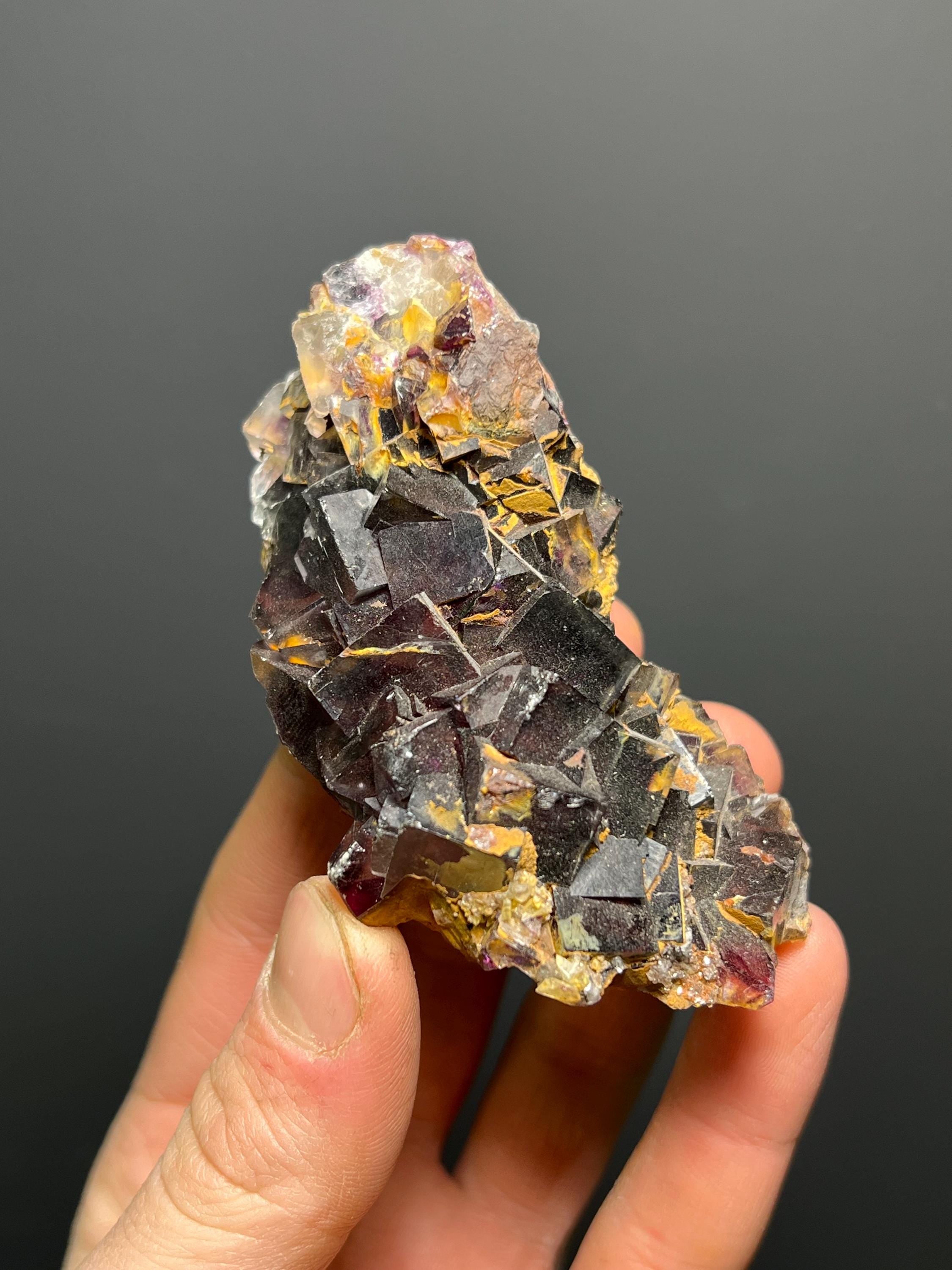 Dark Purple Fluorite Specimen, 216gram - Crystal Gemstone AE 