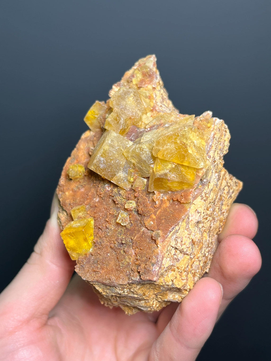 Orange Cubic Fluorite Specimen - Crystal Gemstone AE 