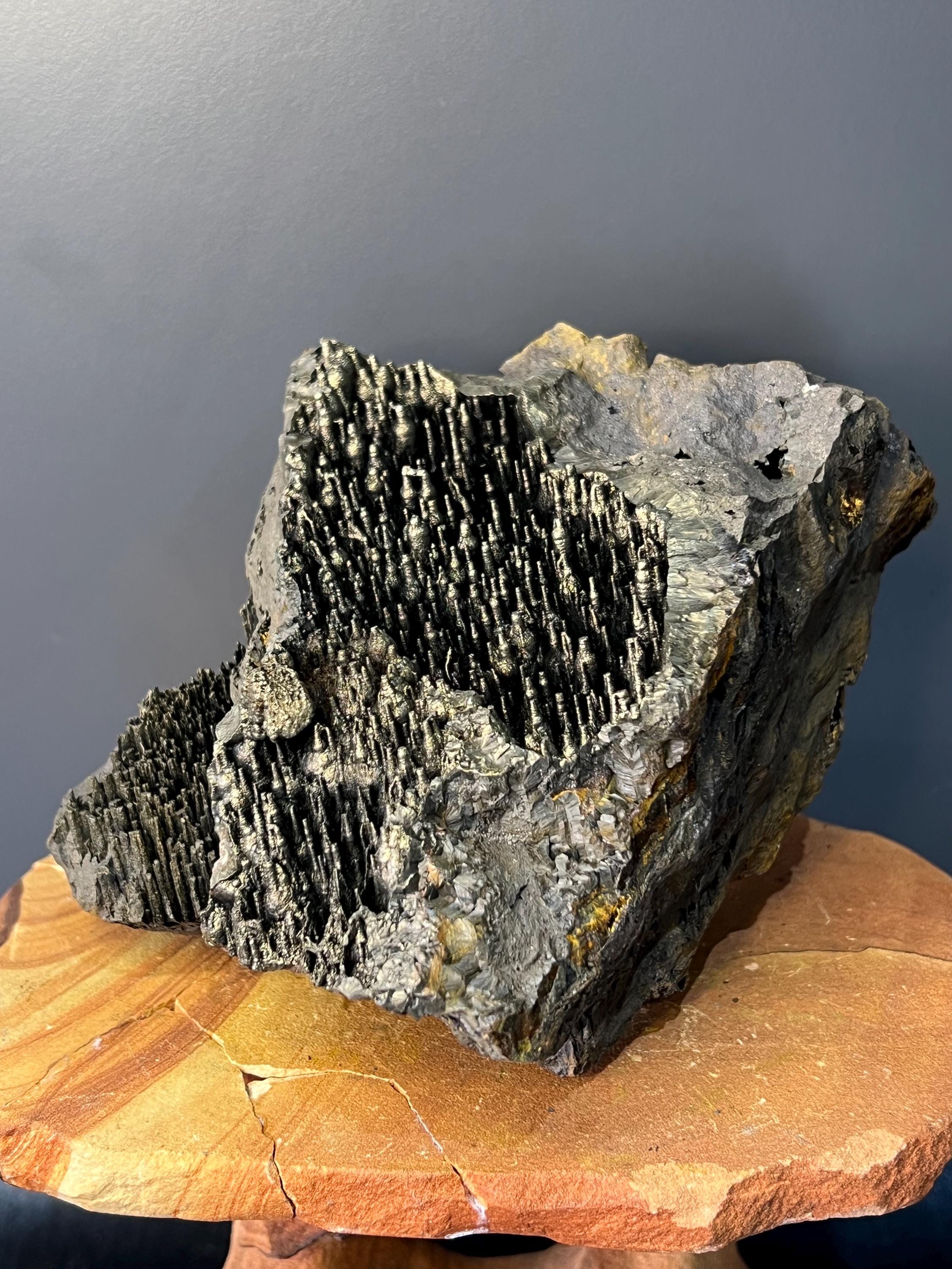 Museum Quality, Very Special Golden Color Stalactite Goethite Specimen, For Special Collection - Crystal Gemstone AE 
