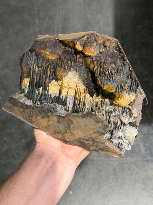 Very Rare! Crystal Calcite And Limonite With Stalactite Goethite, Special Rare Collection Item