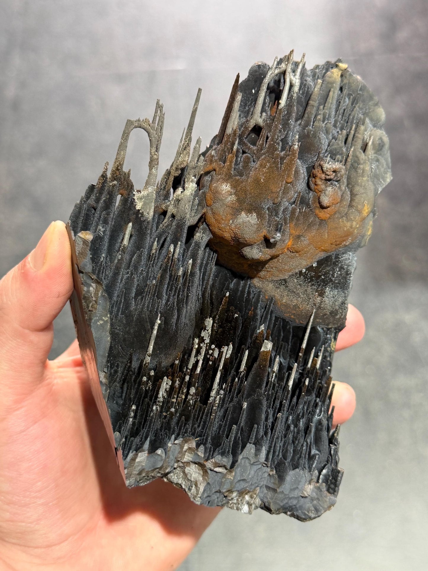 Super Rare! Very Showy Limonite With Velvet Stalactite Goethite, Special Collector Item