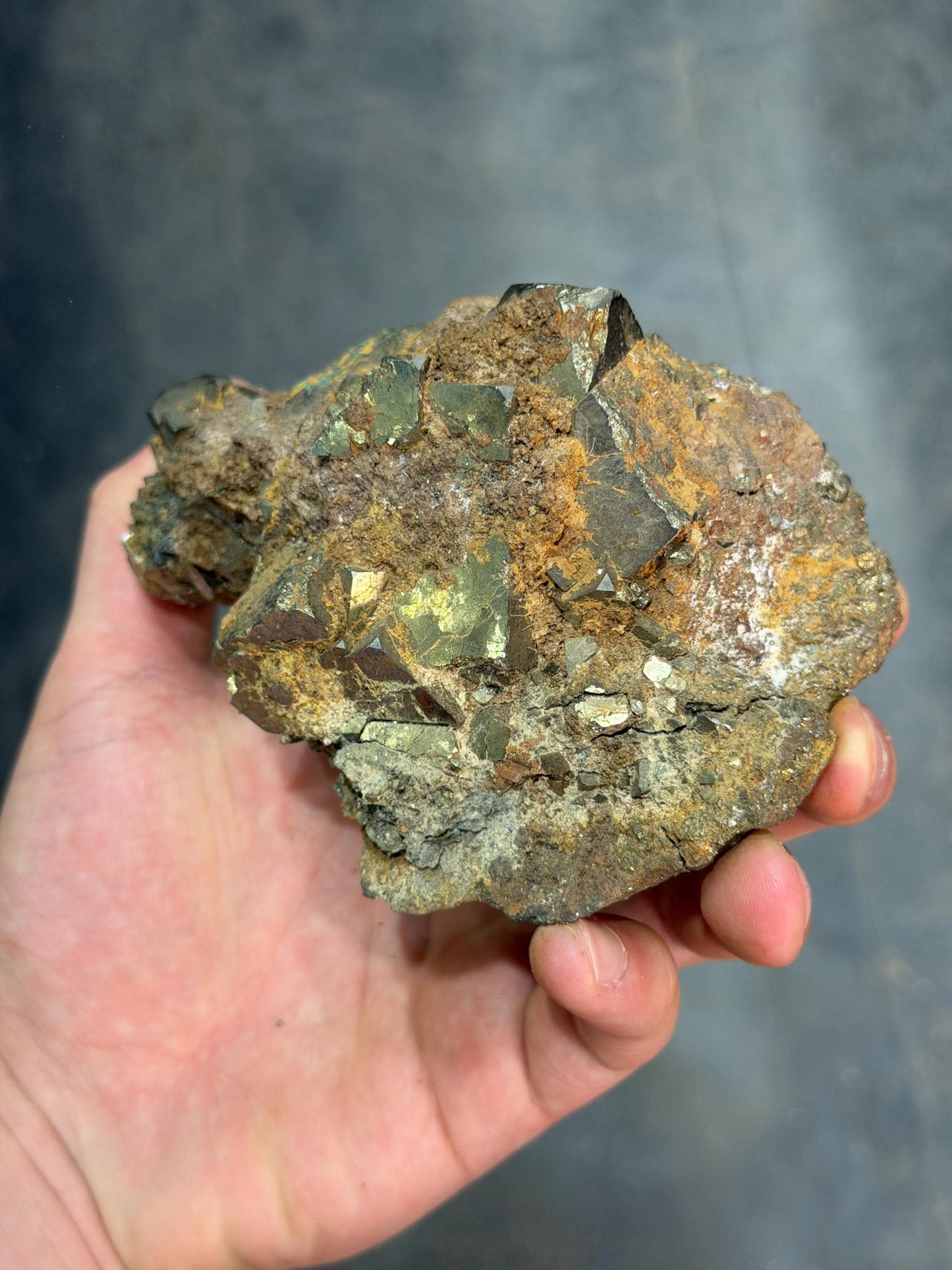 Pyrite Crystals With Turquoise