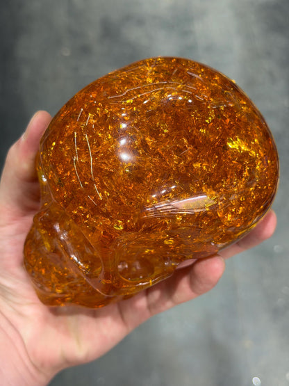 Museum Stone!! Amber Sparkly Gold Skull