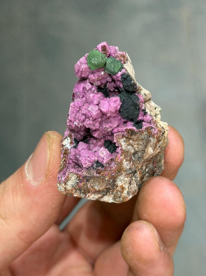 Kolwezite / Malachite On Cobalton Calcite On Quartz