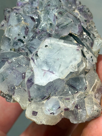 Phantom Fluorite In Black Tourmaline