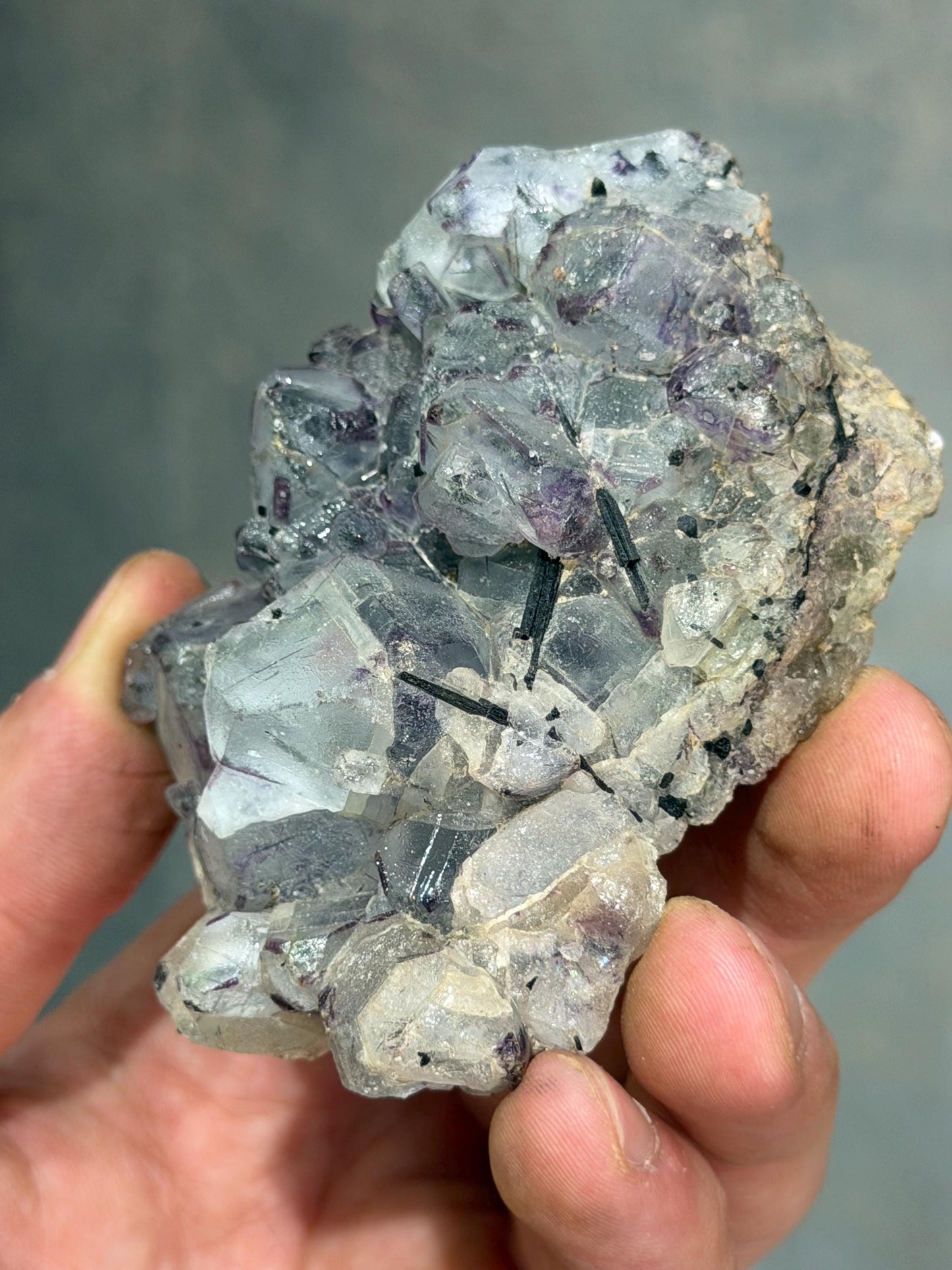 Phantom Fluorite In Black Tourmaline