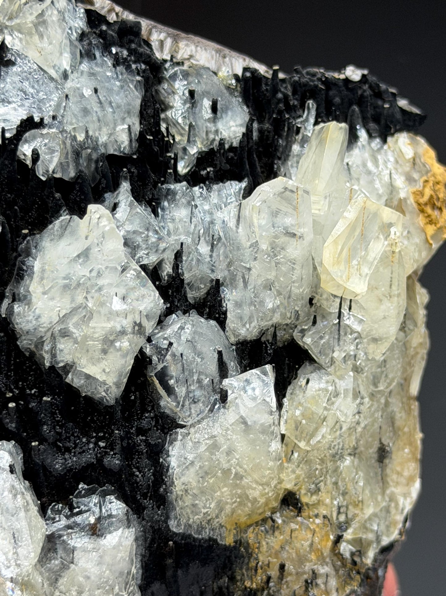 Very Unique Formation! Clear Crystal Calcite With Stalactite Goethite, Special Collection Item