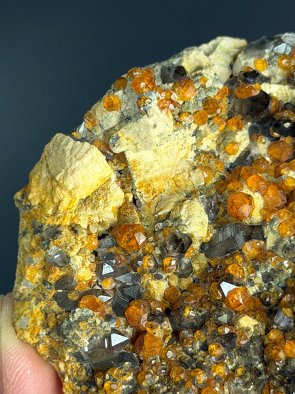 Spessarnite Garnet With Smoky Quartz