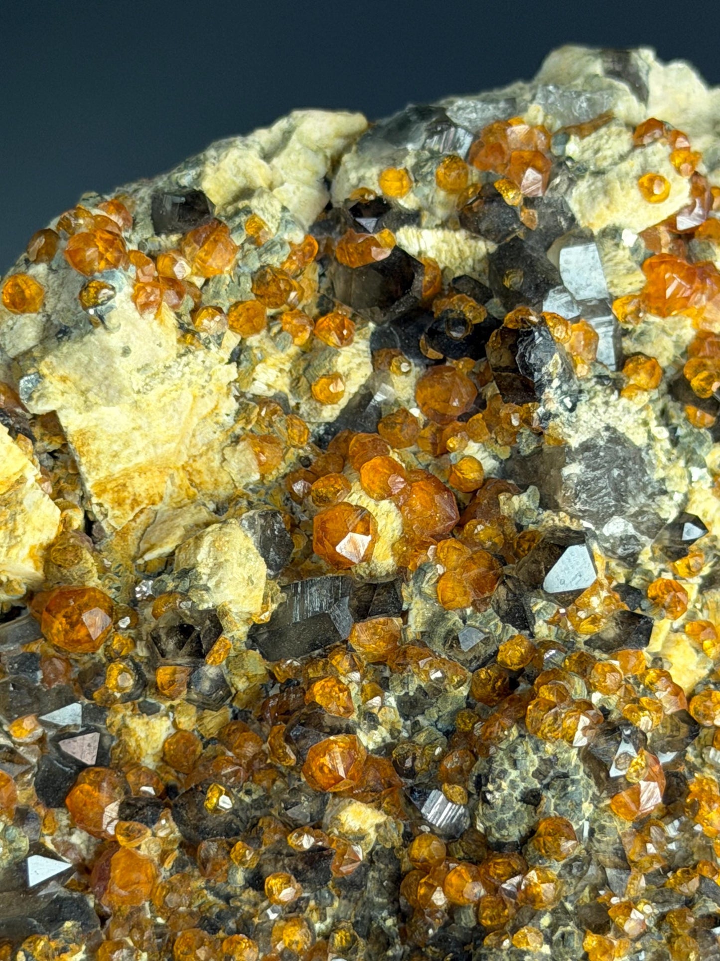 Spessarnite Garnet With Smoky Quartz