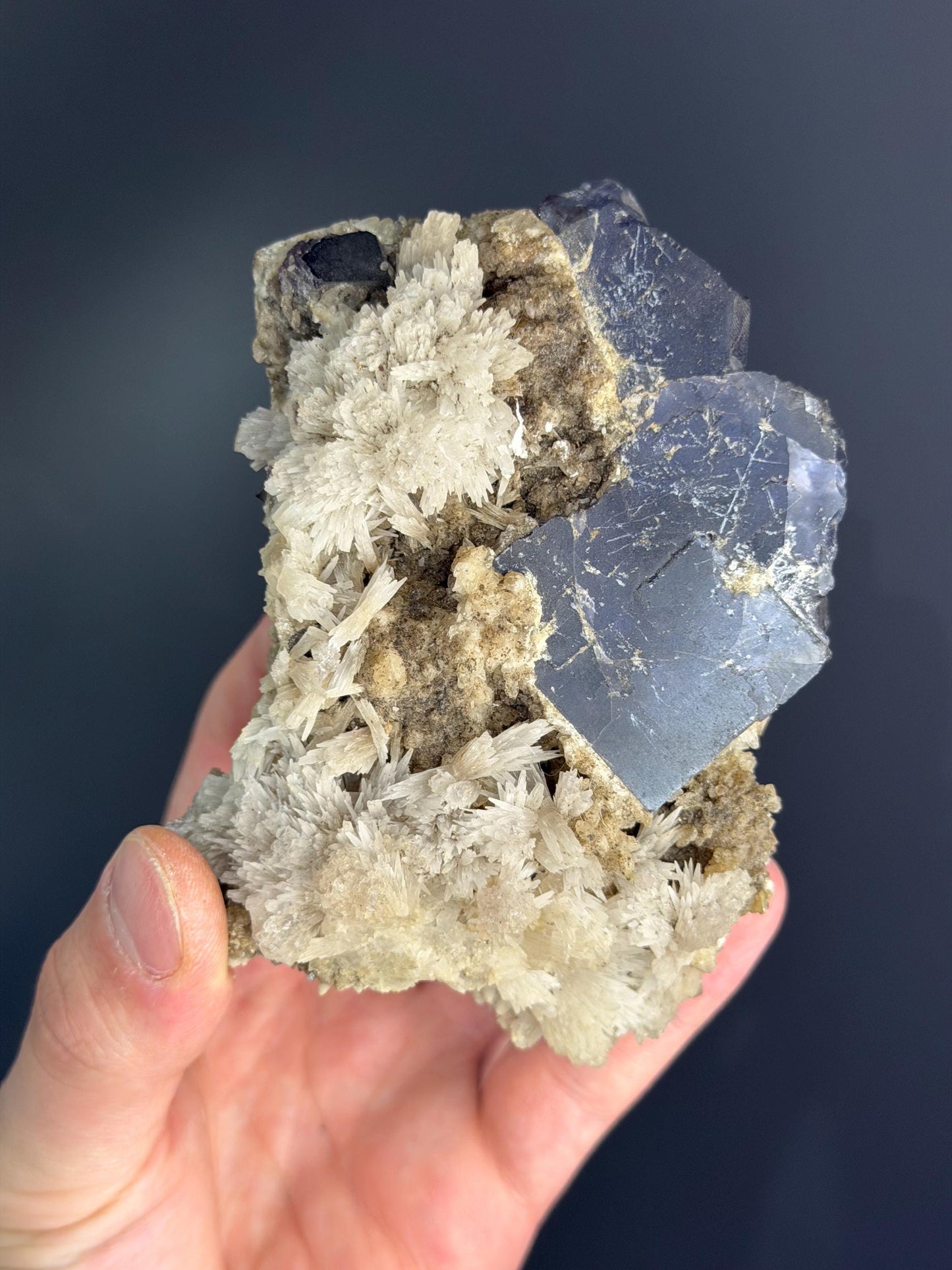 Calcite With Blue Fluorite