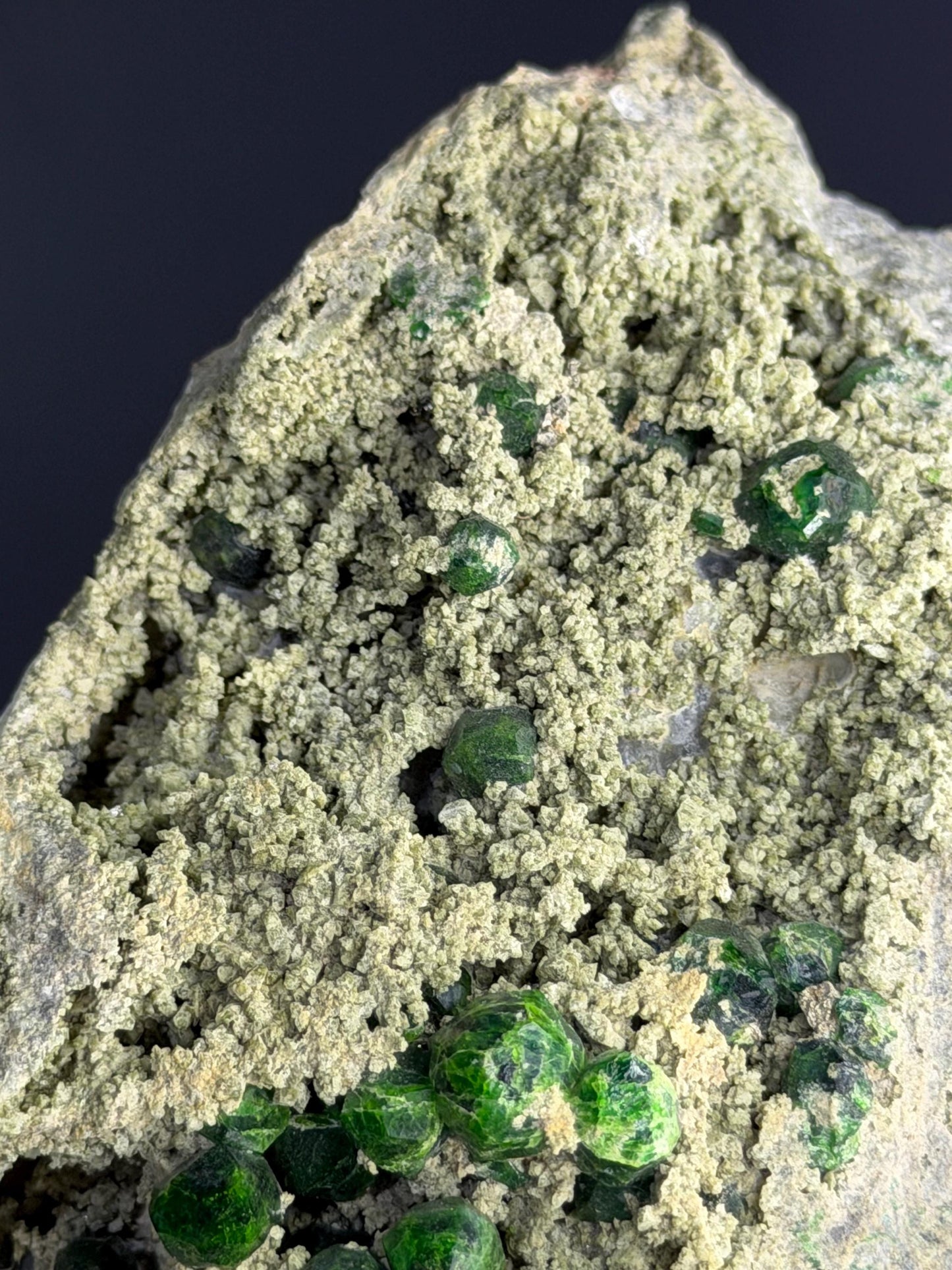 Green Demantoid Garnet On Matrix