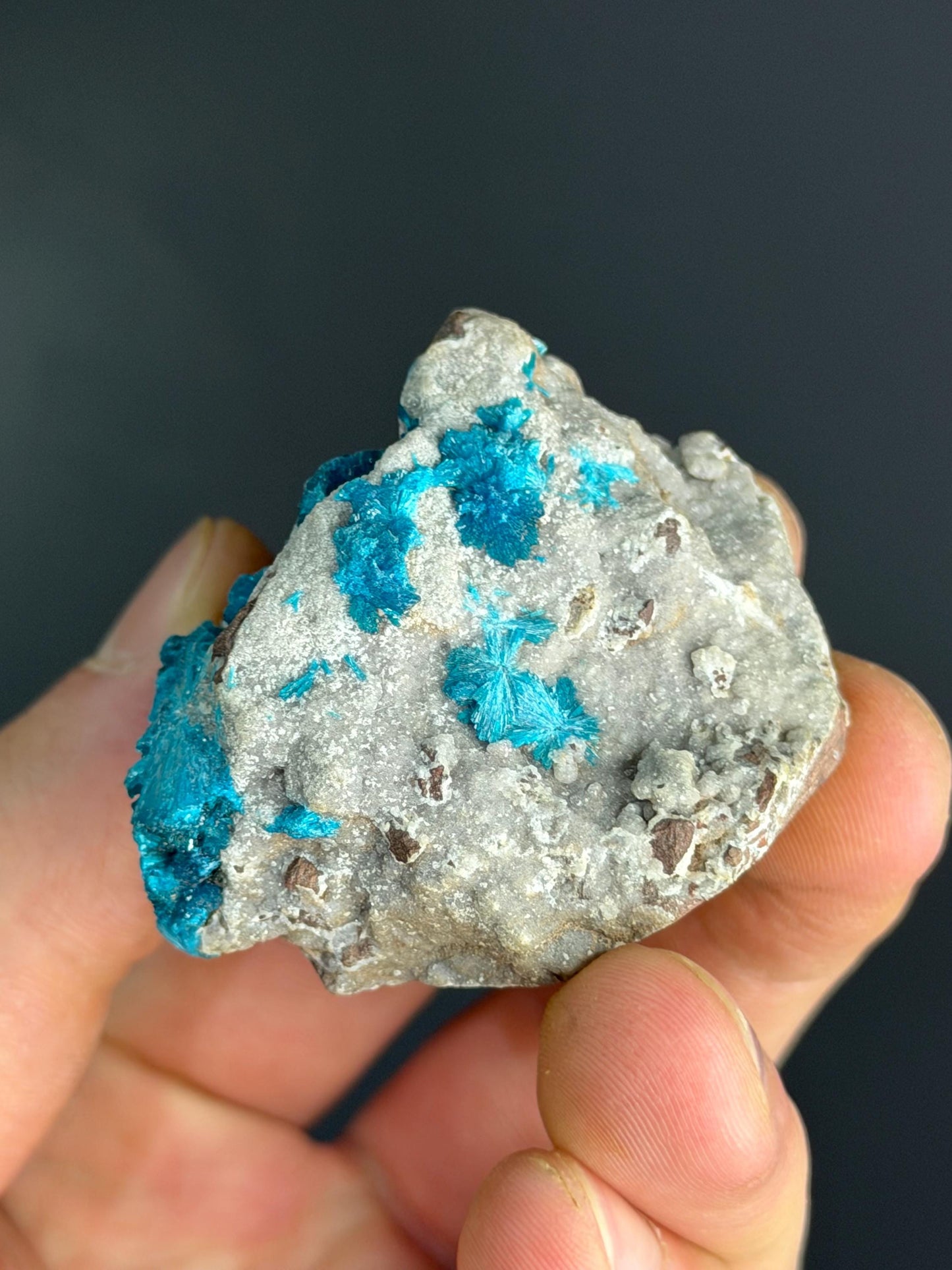 RARE Cavansite Crystals On Heulandite
