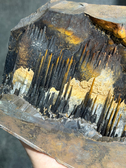 Very Rare! Crystal Calcite And Limonite With Stalactite Goethite, Special Rare Collection Item