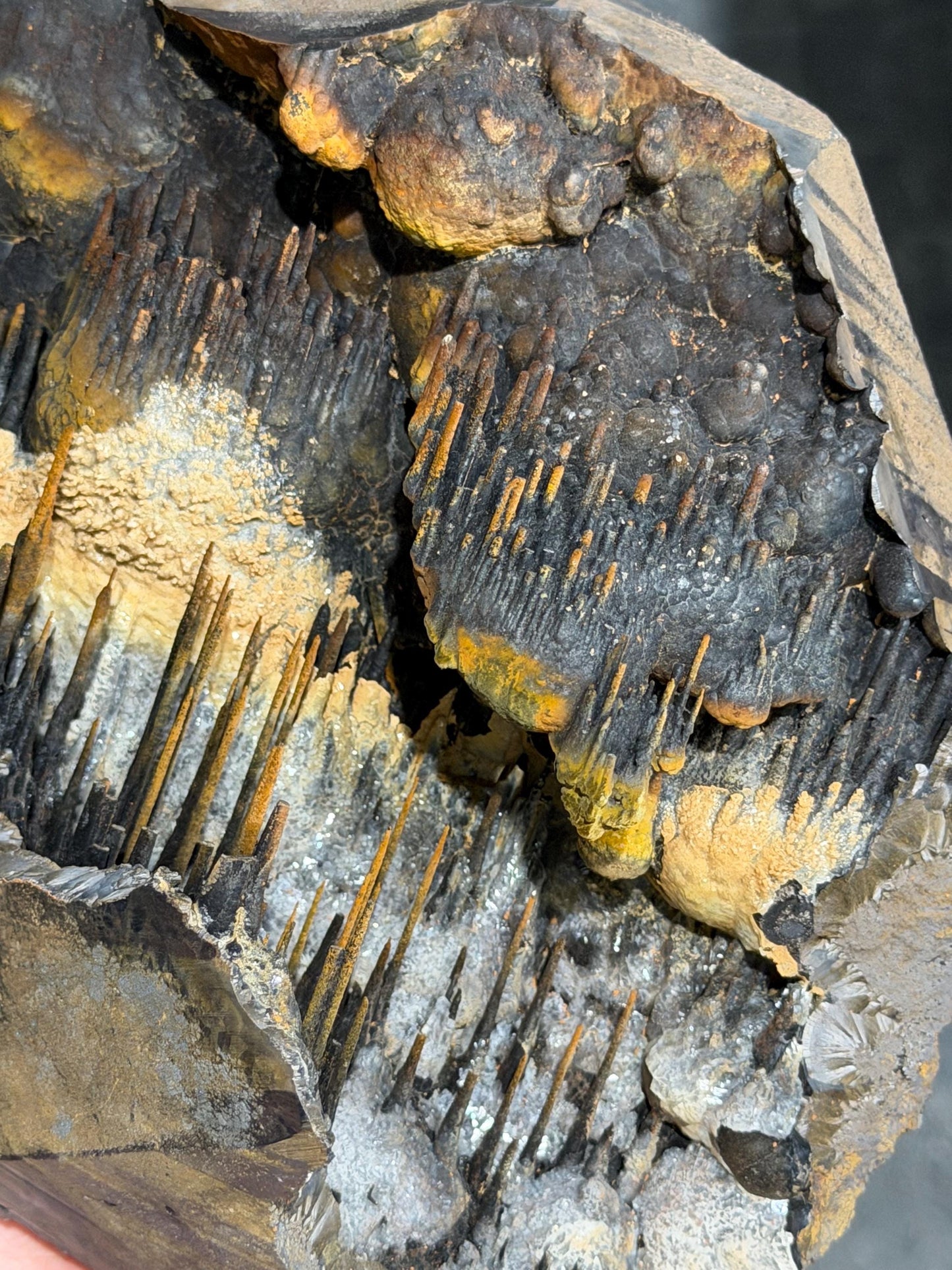 Very Rare! Crystal Calcite And Limonite With Stalactite Goethite, Special Rare Collection Item