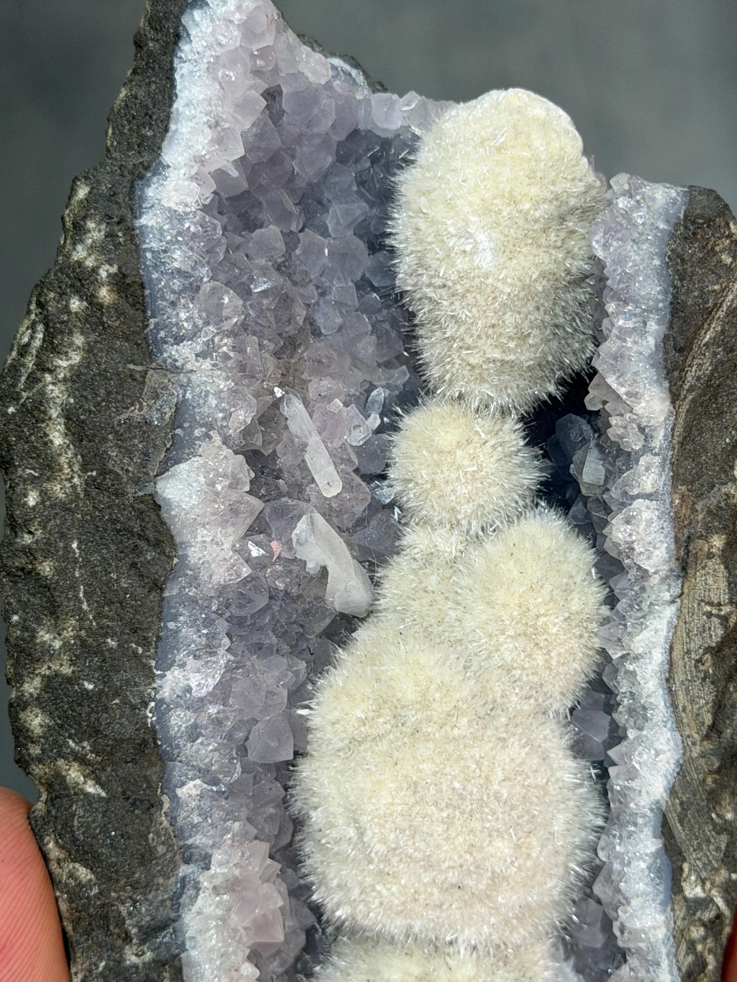 Okenite With Amethyst Specimen