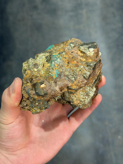 Pyrite Crystals With Turquoise