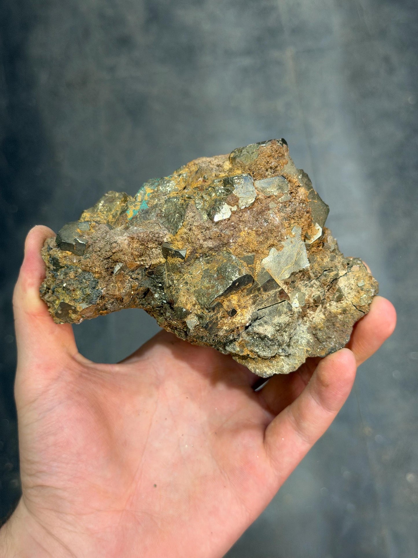 Pyrite Crystals With Turquoise