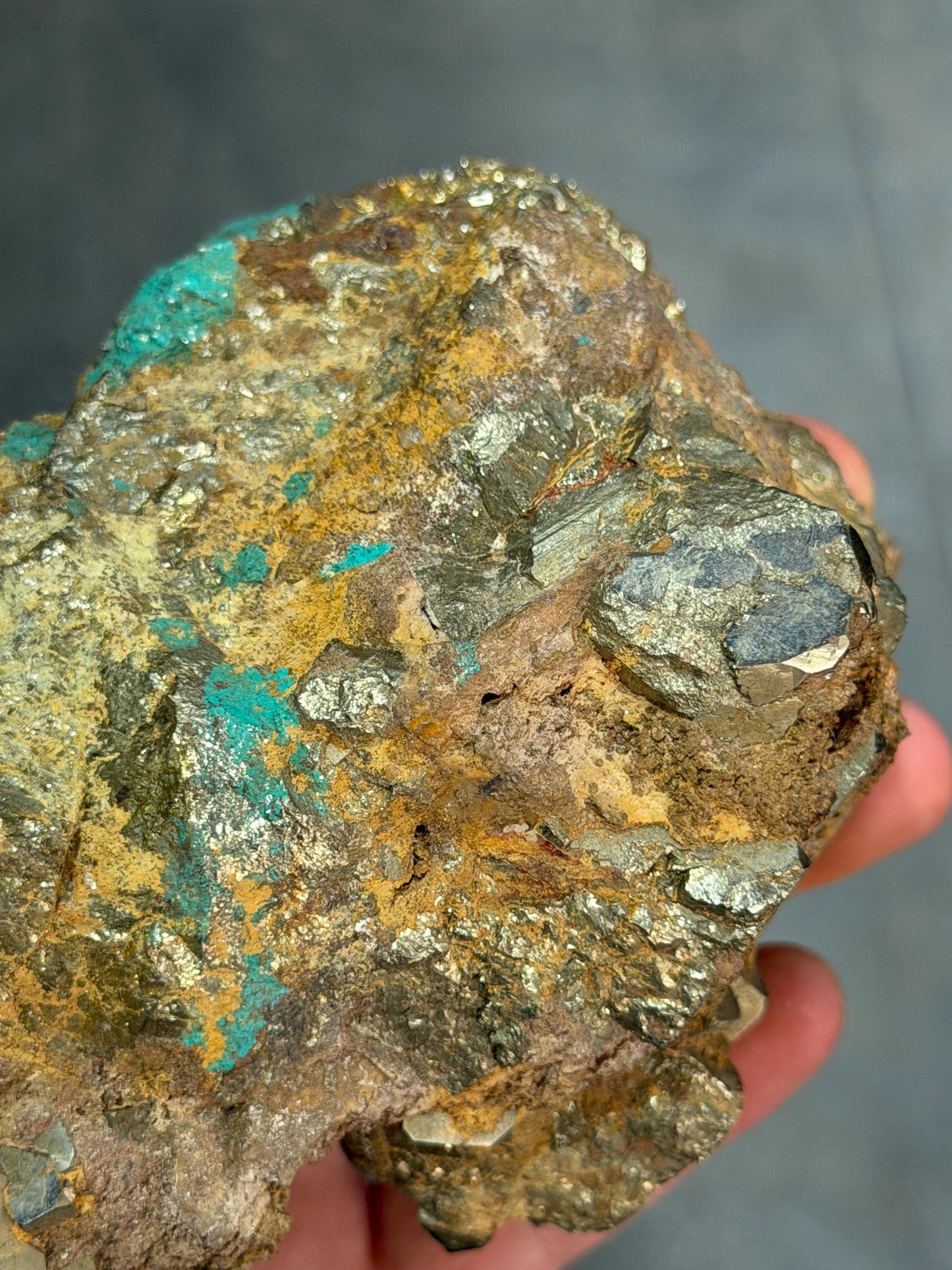 Pyrite Crystals With Turquoise