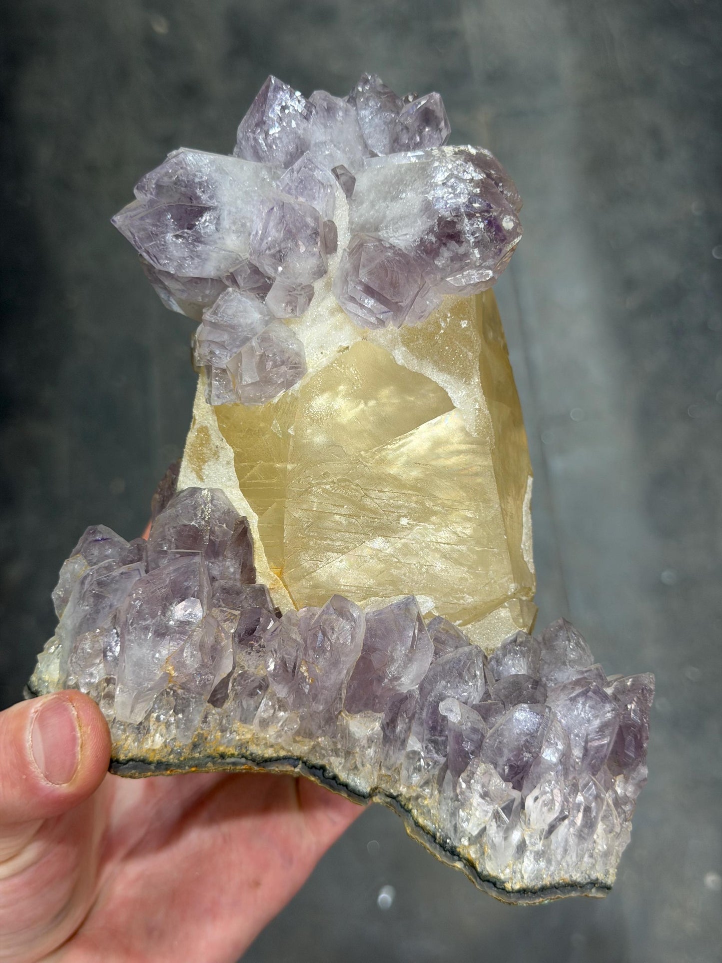 Only In The World!! Amethyst With Calcite Specimen
