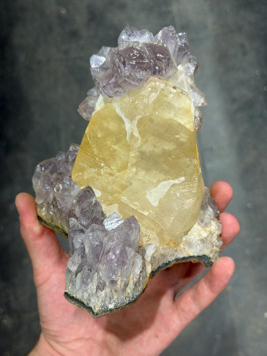 Only In The World!! Amethyst With Calcite Specimen
