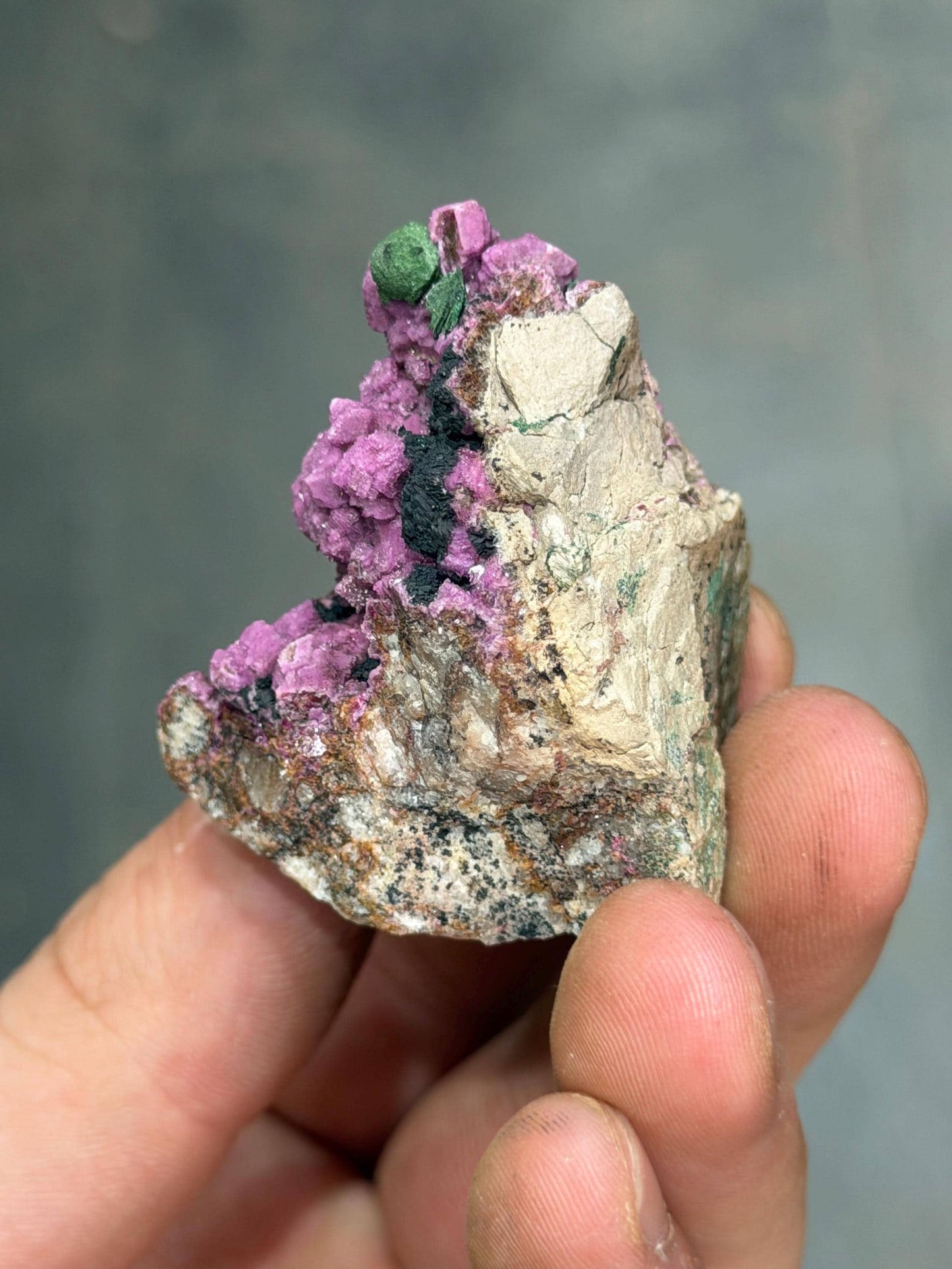 Kolwezite / Malachite On Cobalton Calcite On Quartz