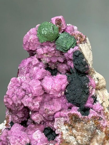 Kolwezite / Malachite On Cobalton Calcite On Quartz