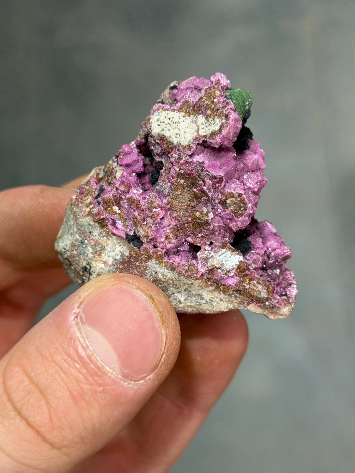 Kolwezite / Malachite On Cobalton Calcite On Quartz