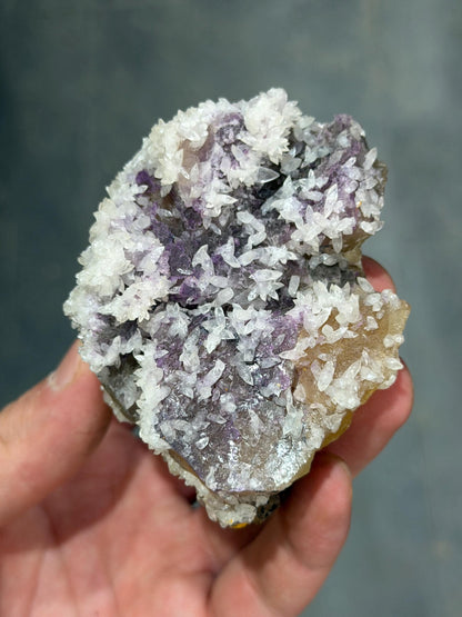 Unique Formation!! Flower Crystal Calcite With Pink And Yellow Fluorite Specimen