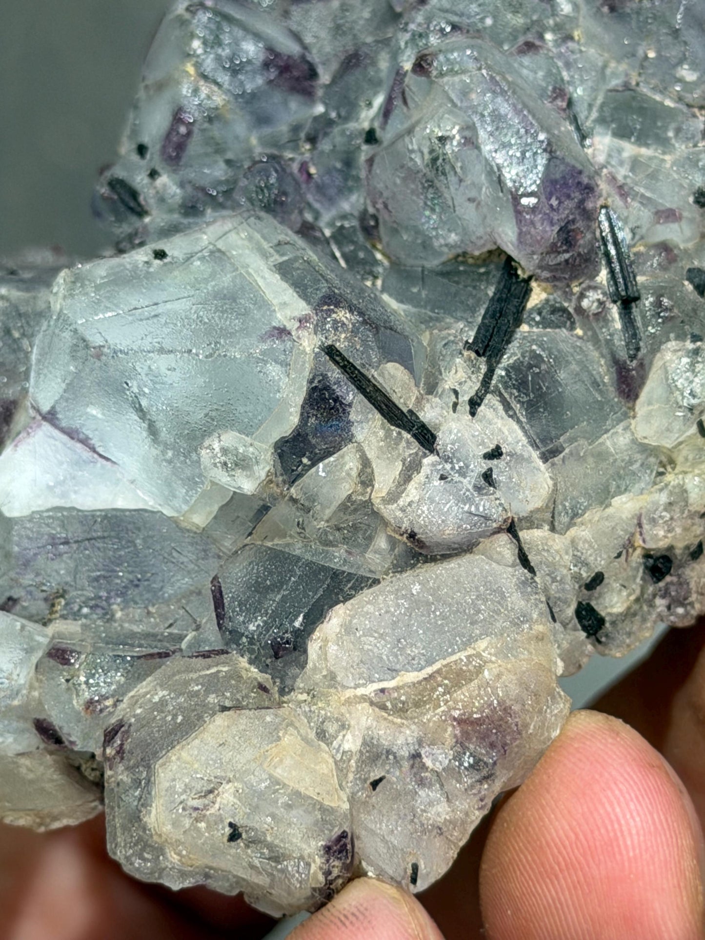 Phantom Fluorite In Black Tourmaline