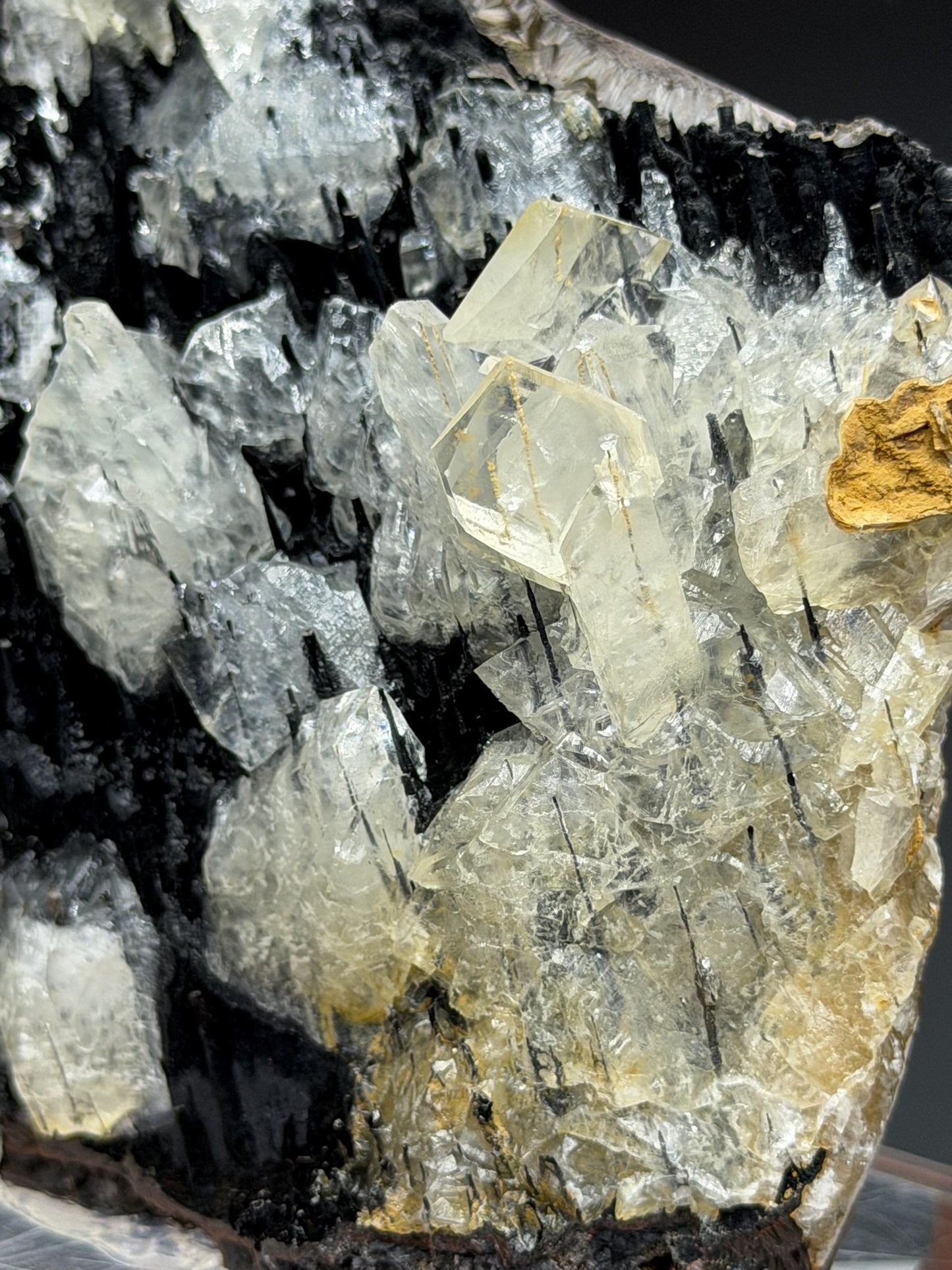 Very Unique Formation! Clear Crystal Calcite With Stalactite Goethite, Special Collection Item