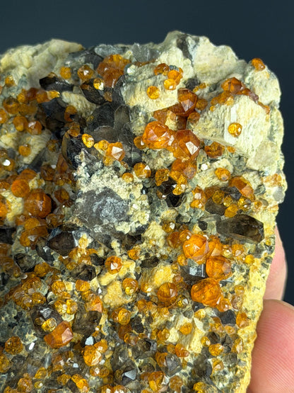 Spessarnite Garnet With Smoky Quartz