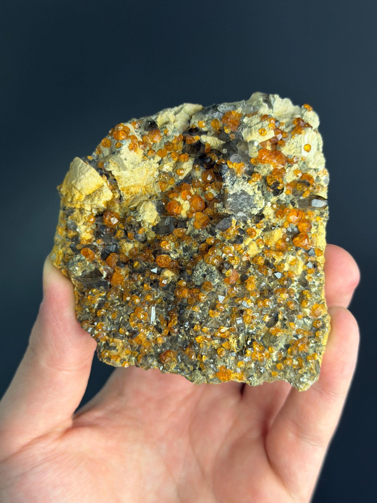 Spessarnite Garnet With Smoky Quartz