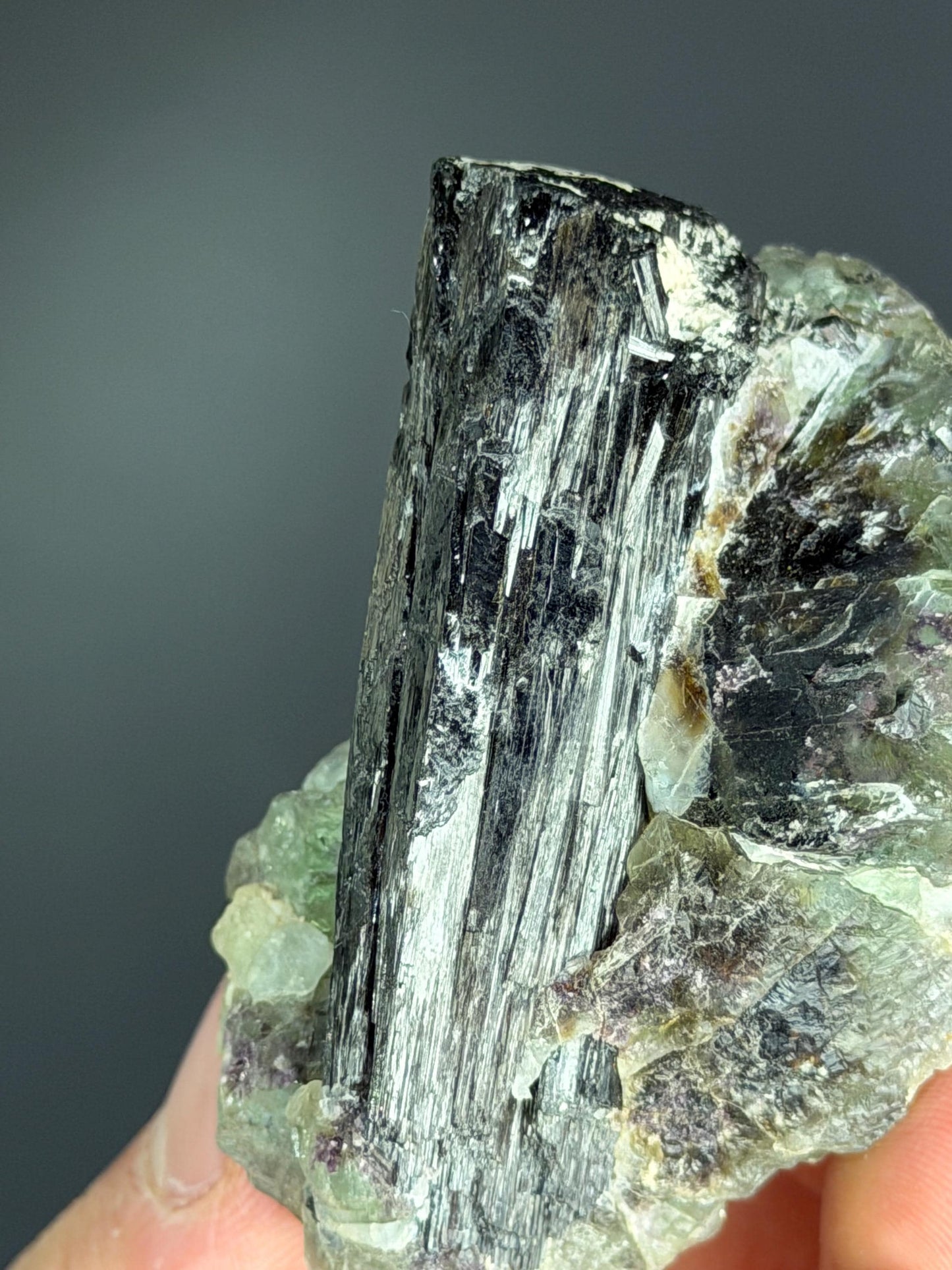 Fluorite On Tourmaline