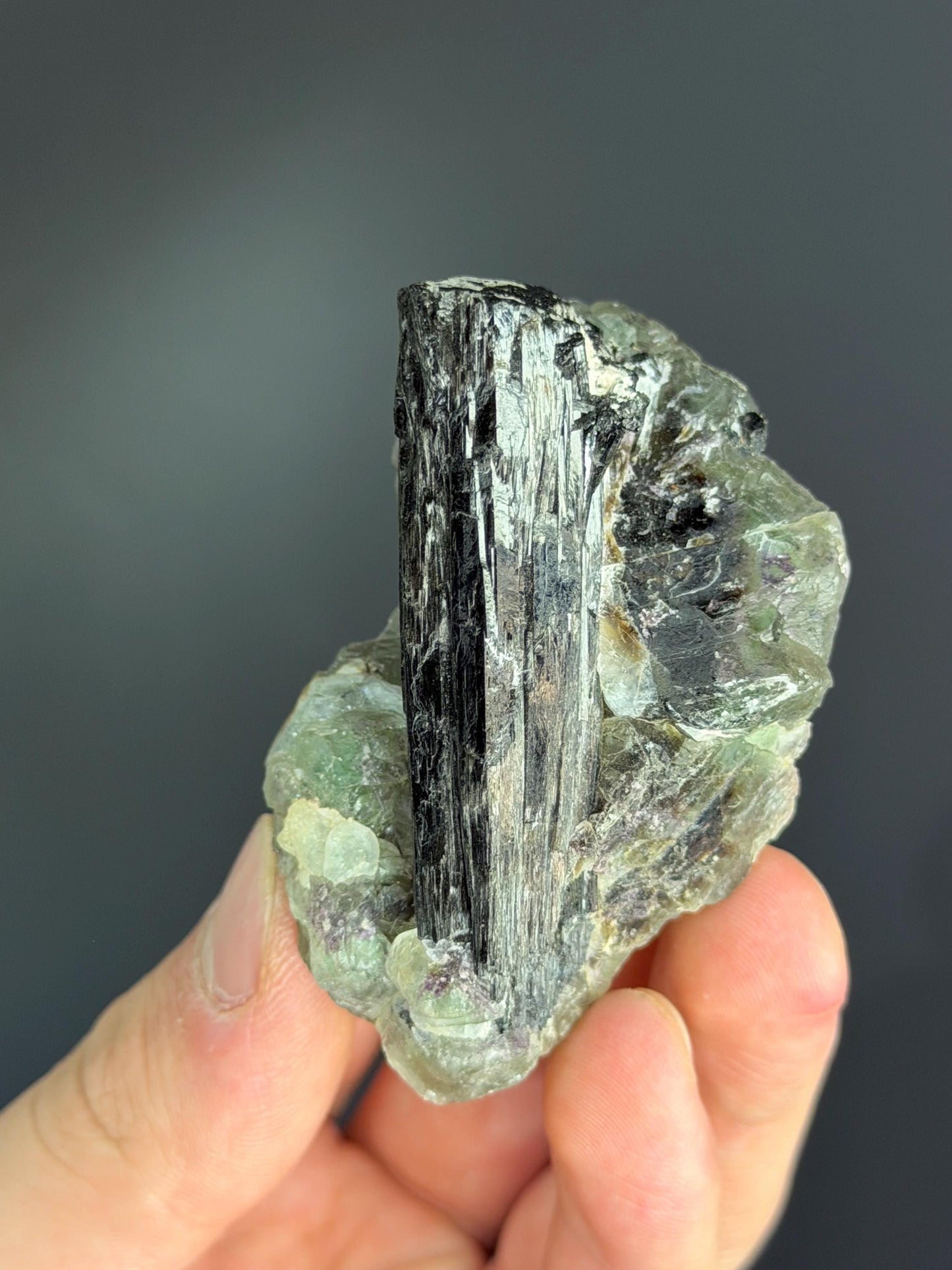 Fluorite On Tourmaline